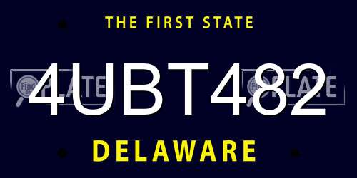 4UBT482 Delaware License Plate