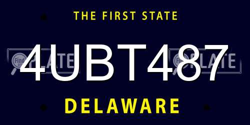 4UBT487 Delaware License Plate
