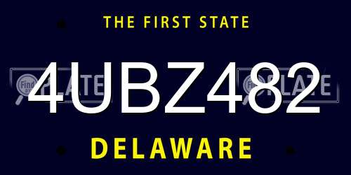 4UBZ482 Delaware License Plate