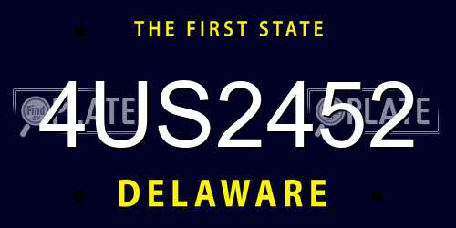 4US2452 Delaware License Plate
