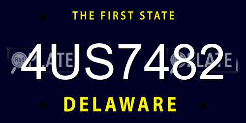 4US7482 Delaware License Plate