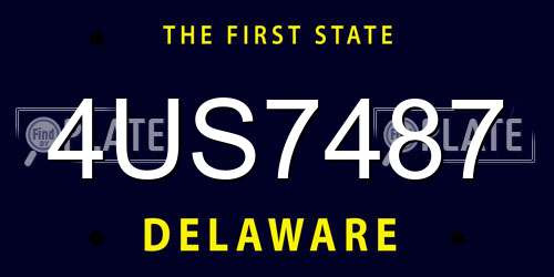 4US7487 Delaware License Plate