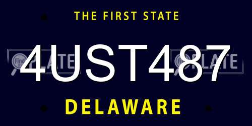 4UST487 Delaware License Plate