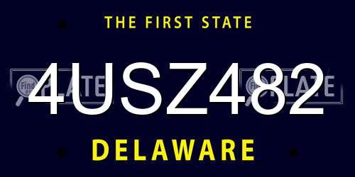 4USZ482 Delaware License Plate