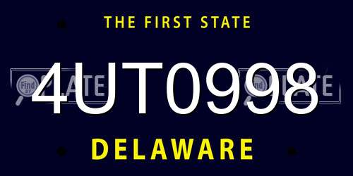 4UT0998 Delaware License Plate