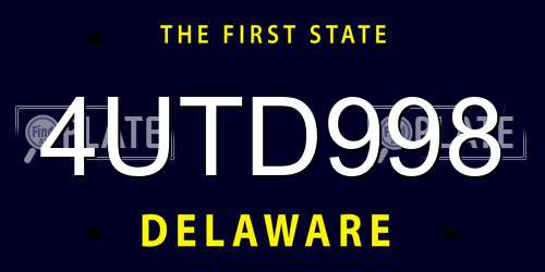 4UTD998 Delaware License Plate
