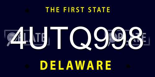 4UTQ998 Delaware License Plate