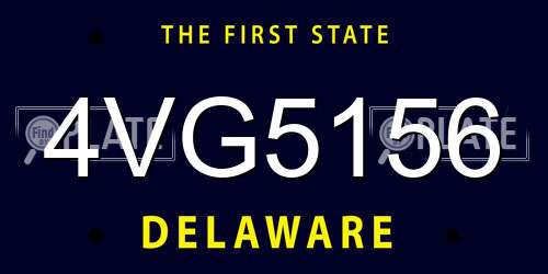 4VG5156 Delaware License Plate