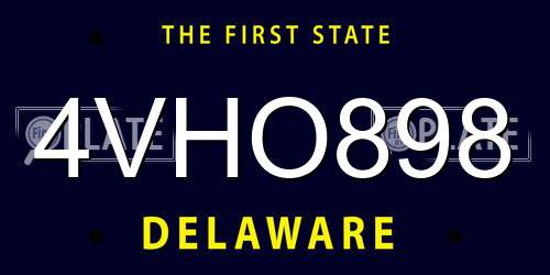 4VHO898 Delaware License Plate