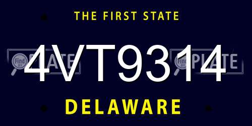 4VT9314 Delaware License Plate