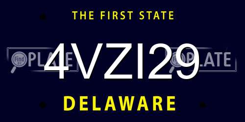 4VZI29 Delaware License Plate