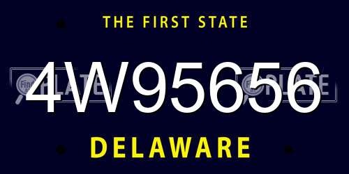 4W95656 Delaware License Plate