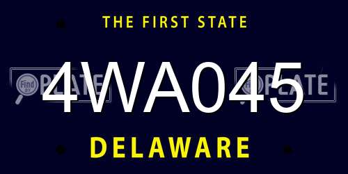4WA045 Delaware License Plate
