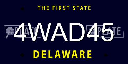 4WAD45 Delaware License Plate