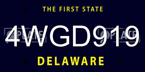 4WGD919 Delaware License Plate