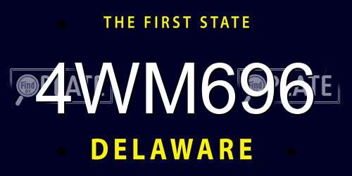 4WM696 Delaware License Plate