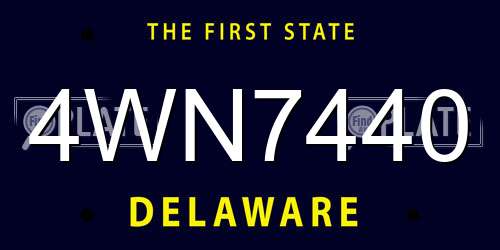 4WN7440 Delaware License Plate