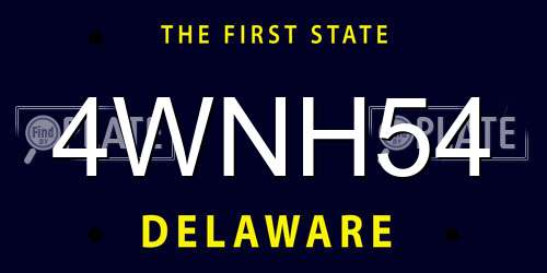 4WNH54 Delaware License Plate