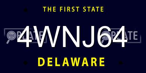 4WNJ64 Delaware License Plate