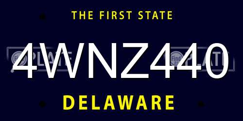 4WNZ440 Delaware License Plate