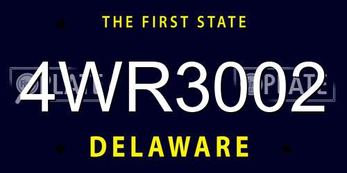 4WR3002 Delaware License Plate