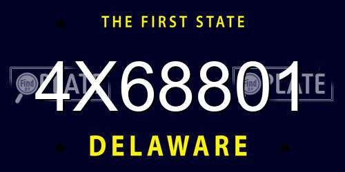 4X68801 Delaware License Plate