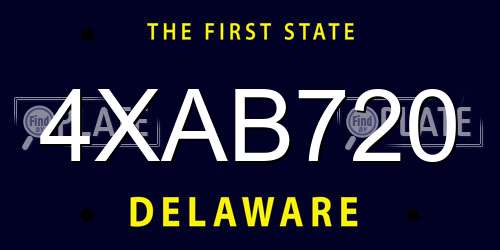 4XAB720 Delaware License Plate