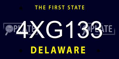 4XG133 Delaware License Plate