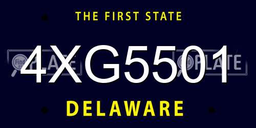 4XG5501 Delaware License Plate