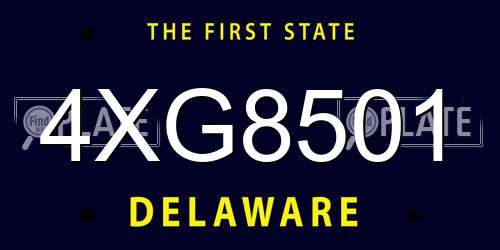 4XG8501 Delaware License Plate