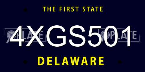 4XGS501 Delaware License Plate