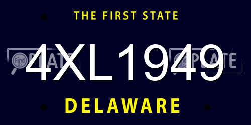 4XL1949 Delaware License Plate