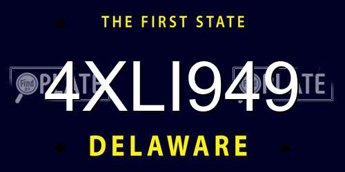 4XLI949 Delaware License Plate