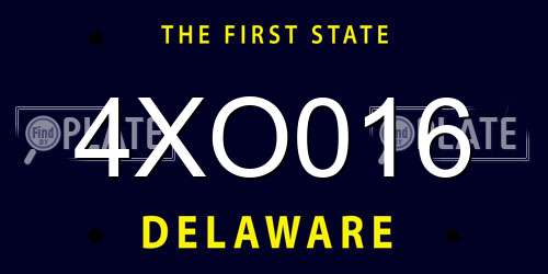 4XO016 Delaware License Plate