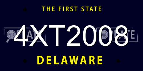 4XT2008 Delaware License Plate