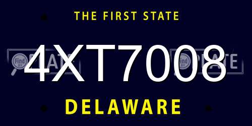 4XT7008 Delaware License Plate