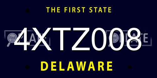 4XTZ008 Delaware License Plate
