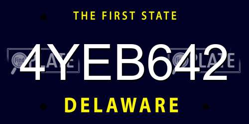 4YEB642 Delaware License Plate