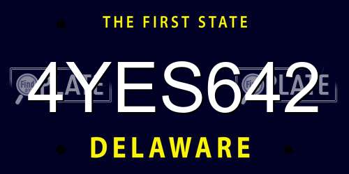 4YES642 Delaware License Plate