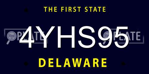 4YHS95 Delaware License Plate