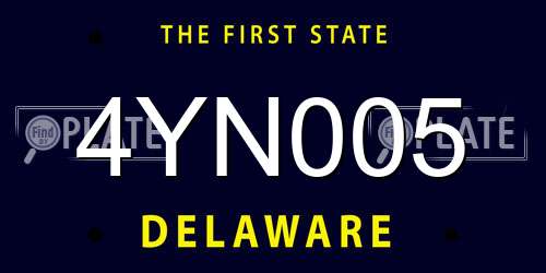 4YN005 Delaware License Plate