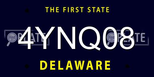 4YNQ08 Delaware License Plate