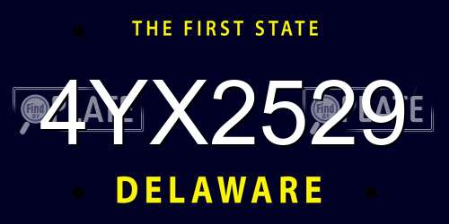 4YX2529 Delaware License Plate