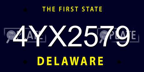 4YX2579 Delaware License Plate