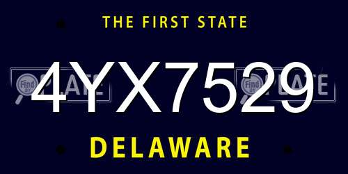 4YX7529 Delaware License Plate