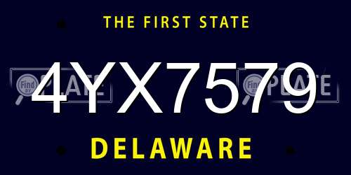 4YX7579 Delaware License Plate