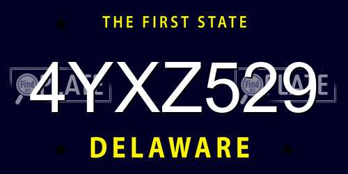 4YXZ529 Delaware License Plate
