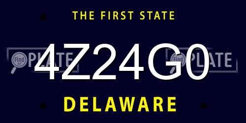 4Z24G0 Delaware License Plate