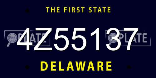 4Z55137 Delaware License Plate