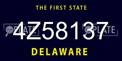 4Z58137 Delaware License Plate